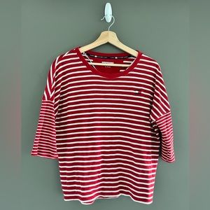 TOMMY HILFIGER SPORT STRIPPED 3/4 LENGTH LONG SLEEVE SHIRT